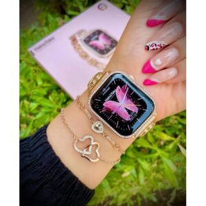 ساعة سمارت نسائية G10 mini، اصدار ذهبي وردي مع 4 احزمة +2سوار انيق