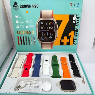 ساعة ذكية H70 Ultra 2 للرجال - أحزمة 7 في 1، جهاز تتبع اللياقة البدنية، مراقب معدل ضربات القلب والنوم، مقاومة للماء، تصميم أنيق، متوافقة مع أنظمة