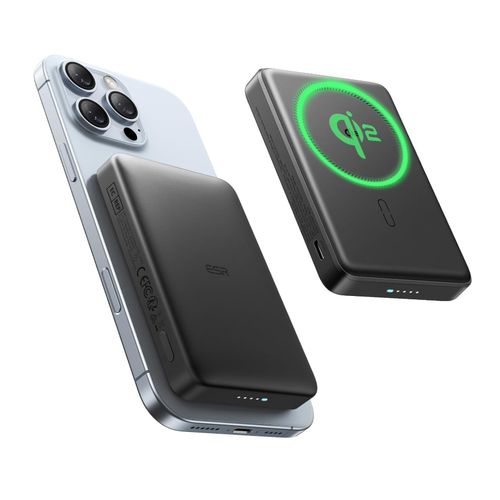 ESR ESR باور بنك اللاسلكي HaloLock - باور بنك اللاسلكي المغناطيسي المتوافق مع MagSafe بسعة 10000 مللي أمبير - شحن سريع ومزدوج - أسود