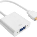 محول بمنفذ HDMI إلى VGA ذكر إلى أنثى بدقة 1080 بكسل للكمبيوتر واللاب توب  (قطعة واحدة، لون أبيض أو اسود)