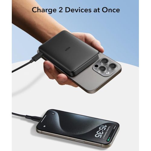 ESR ESR باور بنك اللاسلكي HaloLock - باور بنك اللاسلكي المغناطيسي المتوافق مع MagSafe بسعة 10000 مللي أمبير - شحن سريع ومزدوج - أسود - الصورة 3